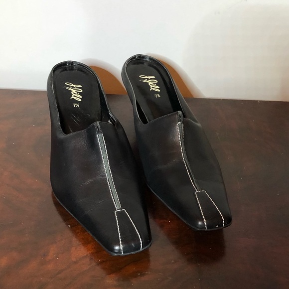 J.JILL MULES pumps soft BLACK LEATHER 7 1/2 women’s size 7.5 EUC - Picture 2 of 5